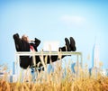 Businessman Relaxation Freedom Happiness Getaway Concept Royalty Free Stock Photo