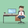 Businessman Relaxation In The Office Color Illustration