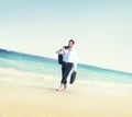 Businessman Relaxation Travel Beach Vacations Concept Royalty Free Stock Photo