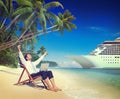 Businessman Relaxation Vacation Outdoors Beach Concept Royalty Free Stock Photo