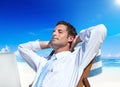 Businessman Relaxing on the Beach Concept Royalty Free Stock Photo
