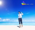 Businessman Relaxing Beach Holiday Vacations Concept Royalty Free Stock Photo