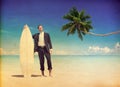 Businessman Relaxing Beach Vacation Relaxing Concept Royalty Free Stock Photo