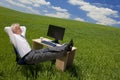 Businessman Relaxing In a Green Office Royalty Free Stock Photo