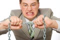 Businessman rending the chain