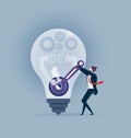 Businessman repairs light bulb idea. Concept business illustration Create idea