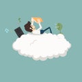 Businessman resting on a cloud Royalty Free Stock Photo