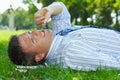 Businessman resting outdoor Royalty Free Stock Photo