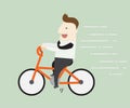 Businessman riding bike