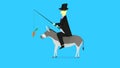 Businessman riding a donkey