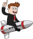 Businessman Riding Rocket To Success Color Illustration Royalty Free Stock Photo