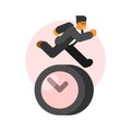 Businessman riding a unicycle. Vector illustration in flat style.