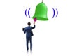 Businessman ringing the bell in case of danger