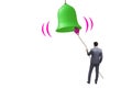Businessman ringing the bell in case of danger