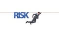 The businessman in risk concept walking on tight rope