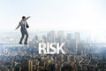 The businessman in risk concept walking on tight rope Royalty Free Stock Photo