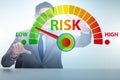 Businessman in risk metering and management concept