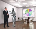 Business Office, Workers, Robot Meeting, Technology Royalty Free Stock Photo