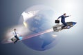 The businessman on the rocket in global business concept Royalty Free Stock Photo