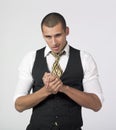 Businessman rubbing hands with a smirk Royalty Free Stock Photo