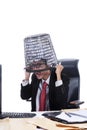 Businessman with rubbish bin Royalty Free Stock Photo