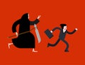 Businessman run away from death. grim Reaper is running after Boss Royalty Free Stock Photo