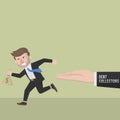 Businessman Run Away From Debt Collector Color Illustration