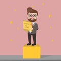 Businessman Runner Up Podium Color Illustration