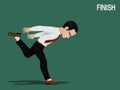 A businessman is running across the finish line Royalty Free Stock Photo