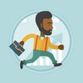 Businessman running along the growth graph. Royalty Free Stock Photo