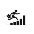 Businessman running along the growth graph. Businessman moving to success and business growth. Business growth concept. Vector Royalty Free Stock Photo