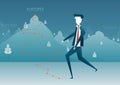Businessman running on along the path the goal . Business concept vector illustration