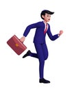 Businessman running with a briefcase and hurrying up. Time management and deadline concept 3d illustration Royalty Free Stock Photo