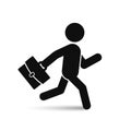 Businessman running with briefcase icon, vector black man silhouette Royalty Free Stock Photo