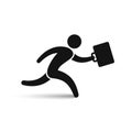 Businessman running with briefcase icon, vector Royalty Free Stock Photo