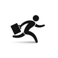 Businessman running with briefcase icon, vector Royalty Free Stock Photo