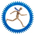 Businessman running in cogwheel