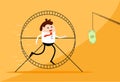 Businessman Running after Dollar in a Hamster Wheel