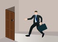 Businessman running enter open door to success way Royalty Free Stock Photo