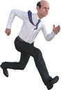 Businessman Running Fast Bald Isolated