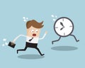 Businessman Running Follow Clock Late Work Time Royalty Free Stock Photo