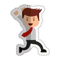 Businessman running funny character icon