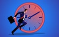 Businessman running with a giant clock as the background Royalty Free Stock Photo