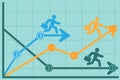 Businessman running on graph, Vector illustration in flat style