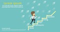 Businessman running grow up graph.Business young cartoon of success concept is man character.businessman emotions moving include Royalty Free Stock Photo
