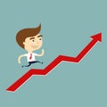 Businessman running grow up graph vector