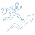 Businessman running on growth graph. Royalty Free Stock Photo