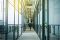 Businessman running on the hallway at sunny day Royalty Free Stock Photo