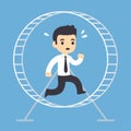 Businessman running in hamster wheel