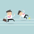 Businessman running with his competitor. Business competition concept Royalty Free Stock Photo